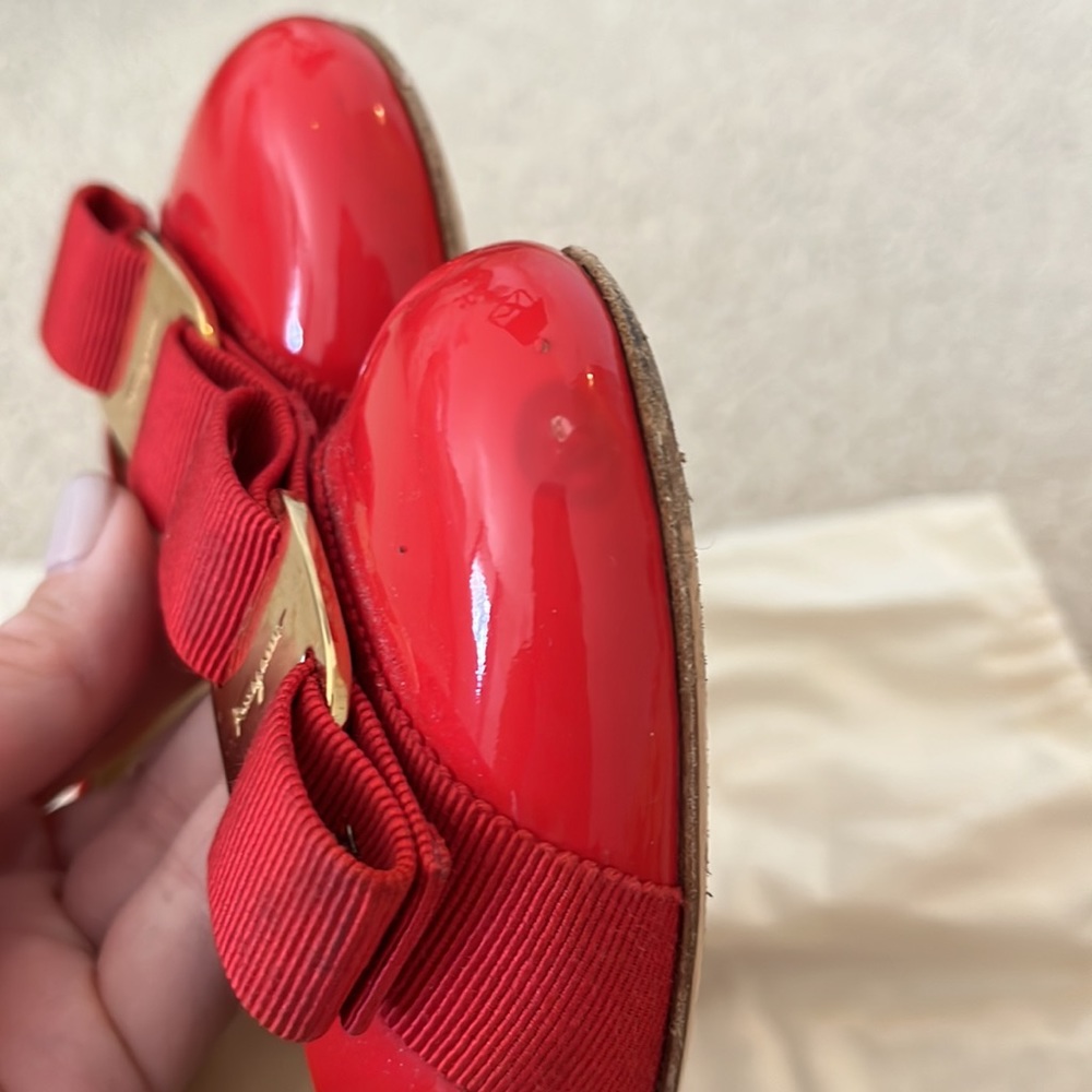 Salvatore Ferragamo Flat Red Pattern Ballerina Sh… - image 3